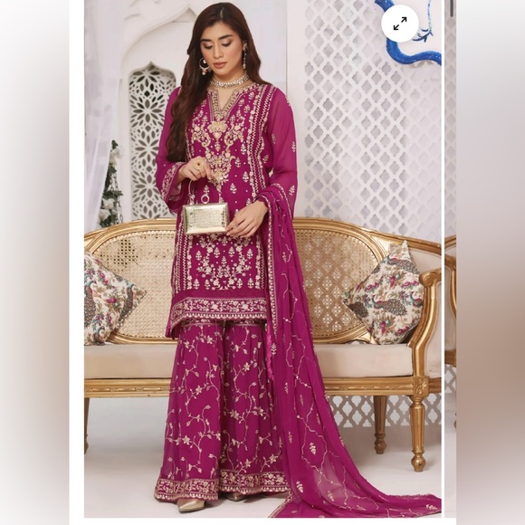 String N Thread Magenta Sharara Size M embroidery and sequins . Worn once - Picture 1 of 4